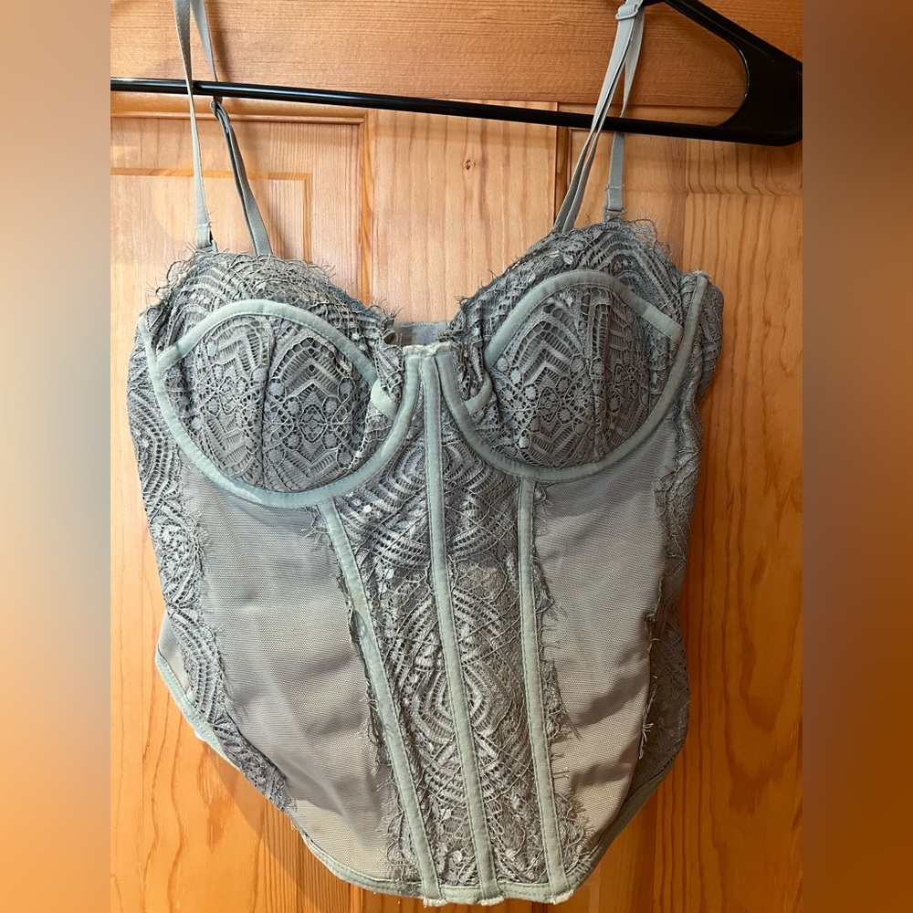 Small garage sage green corset top